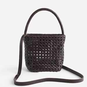 New! Madewell The Handwoven Cane Mini Bag Woven Leather Bucket Crossbody